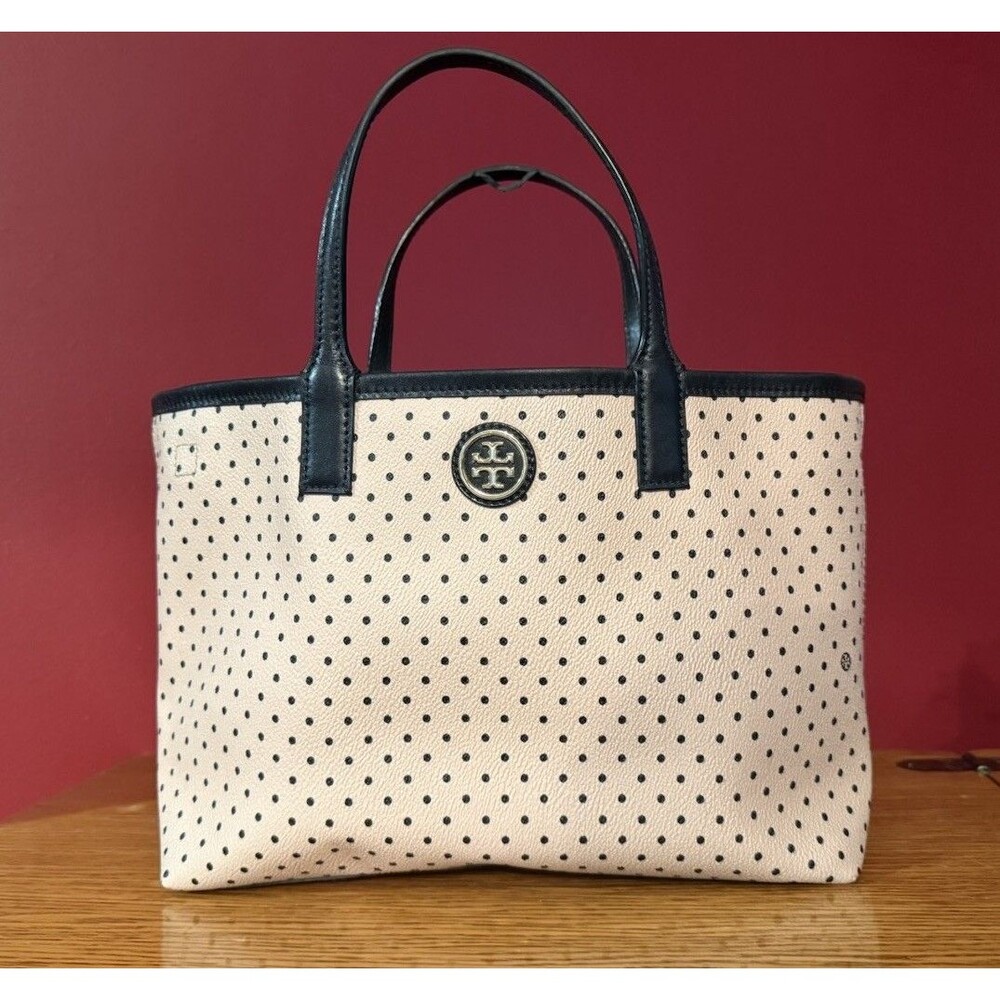 TORY BURCH Dot Print Tote Bag Shoulder Bag Authentic No Shoulder Strap